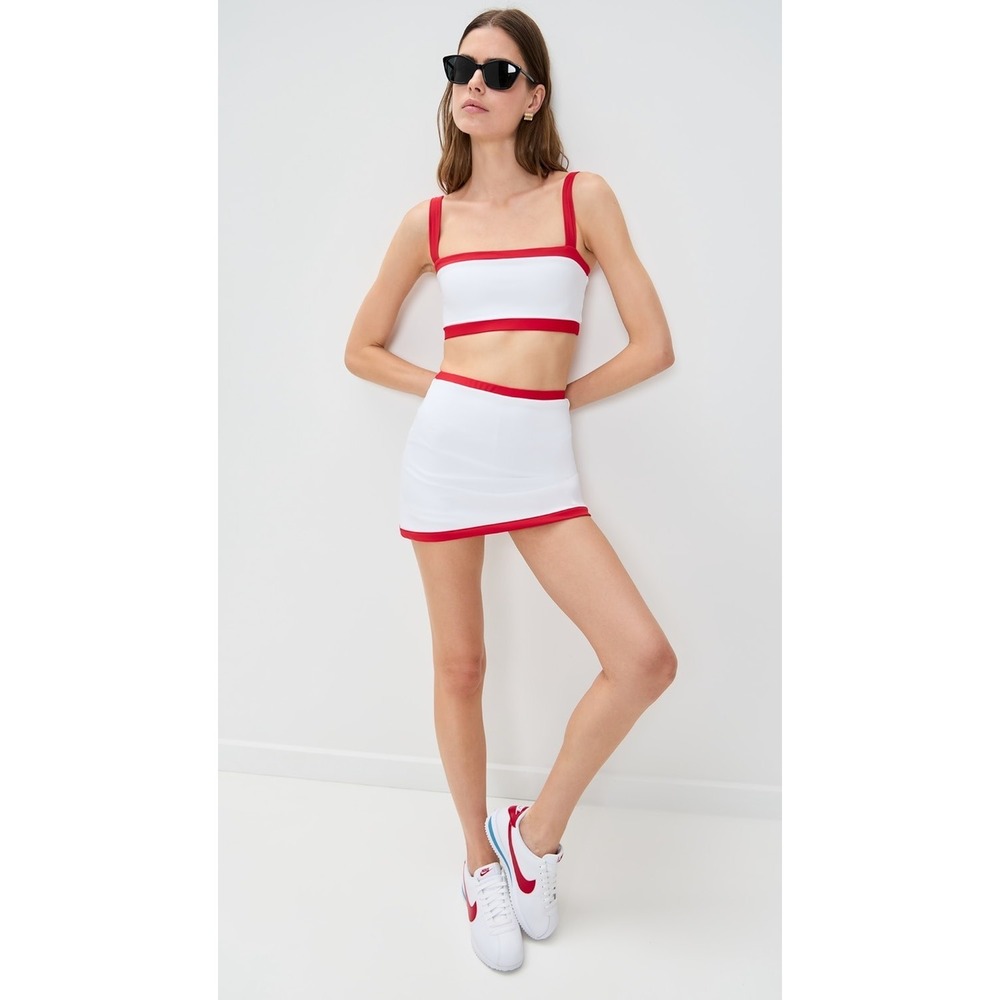 Reformation NWT Adelina Ecomove White Sports Bra Red Trim Size Medium